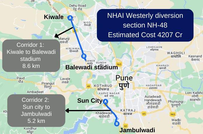Pune’s New Elevated Corridor to Ease Traffic Between Kiwale and Balewadi Stadium on NH48 2 NH 48 Elevated corridor map