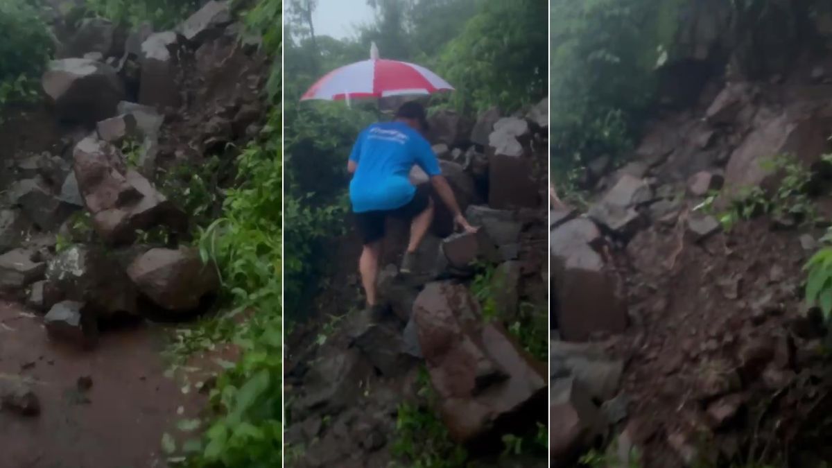 Landslide on Trek Route to Sinhagad Fort