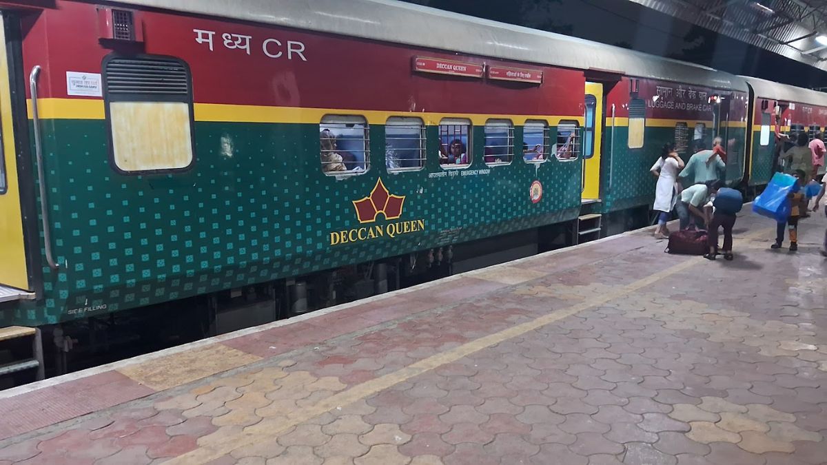 Train on a platform