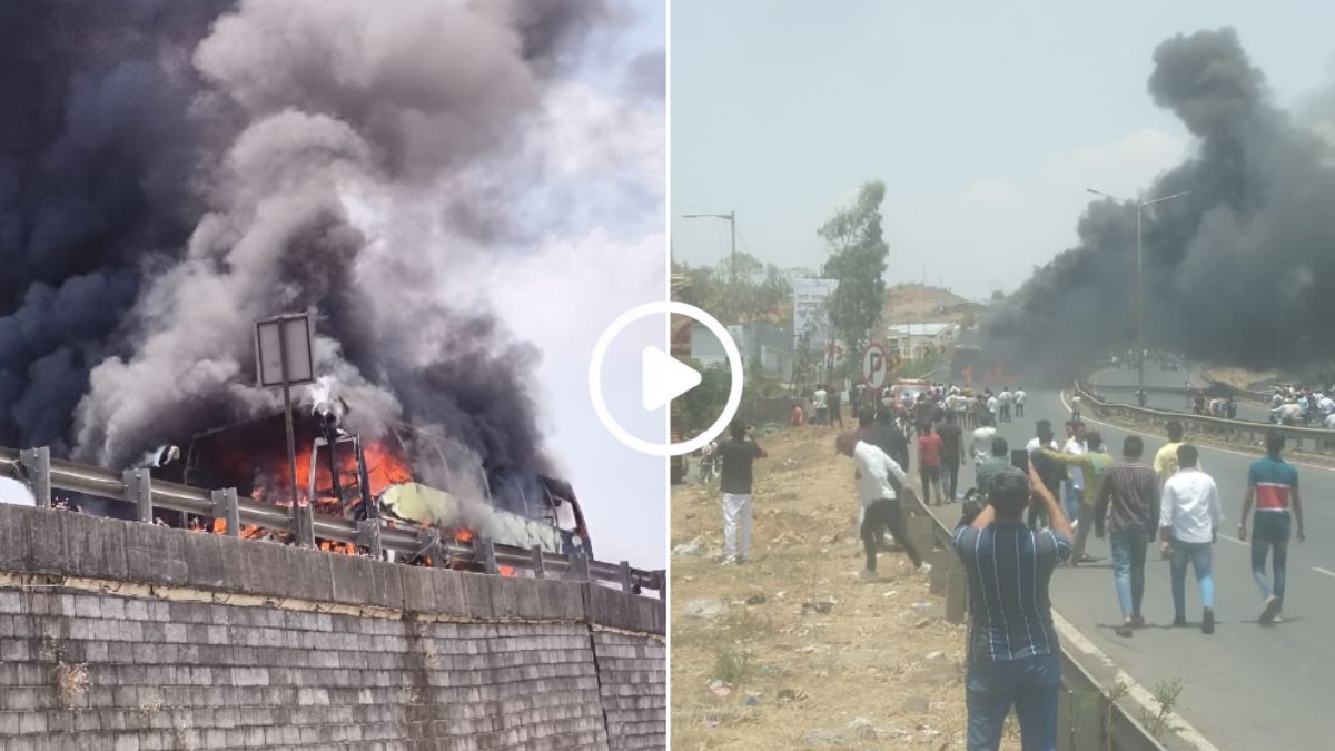 Volvo bus fire Pune-Satara Highway