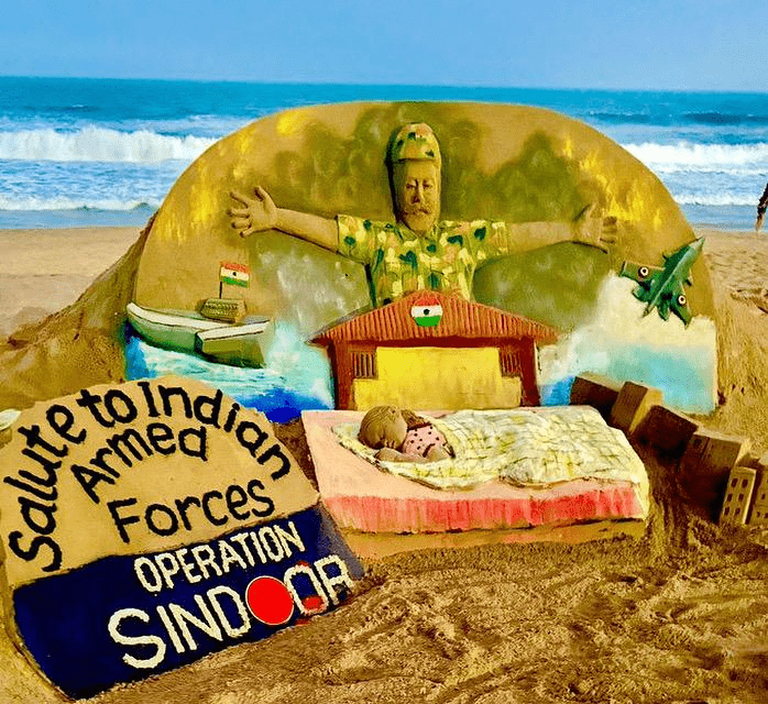 Padma Shri Sudarsan Pattanaik Pays Tribute to Armed Forces with Sand Art at Puri Beach
