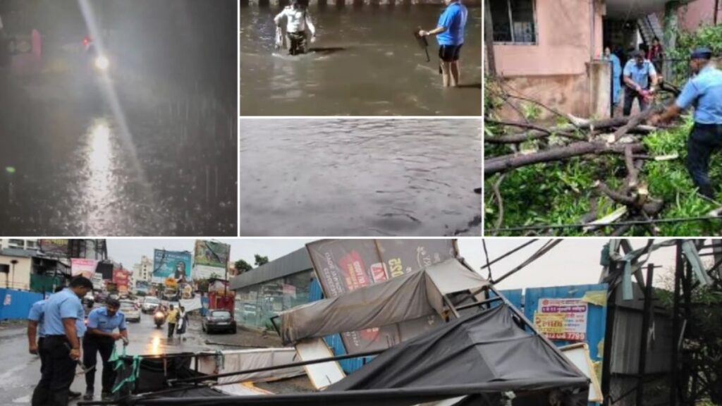 Pune: Heavy Rain Causes Chaos – 2 Hoardings Collapse, 15 Trees Uprooted, Waterlogging Widespread