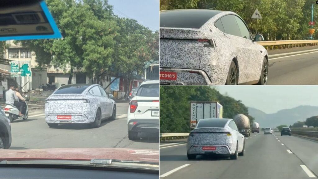 2025 Tesla Model Y Spotted Testing in Pune: See visuals of the heavily-camouflaged upcoming model and discover specifications that set it apart