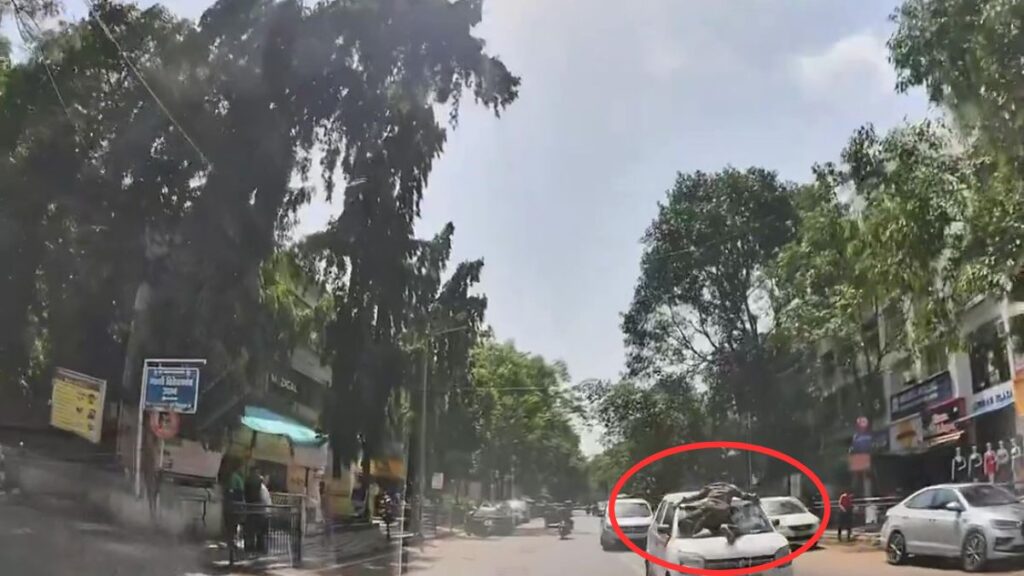 Pune: Spiderman Stunt Gone Wrong? Man Hangs Onto Shattered Windshield as Car Speeds Through Viman Nagar