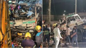 Pune: Truck Accident at Chandani Chowk Leaves One Dead, Traffic Chaos as Iron Rods Pierce Cabin