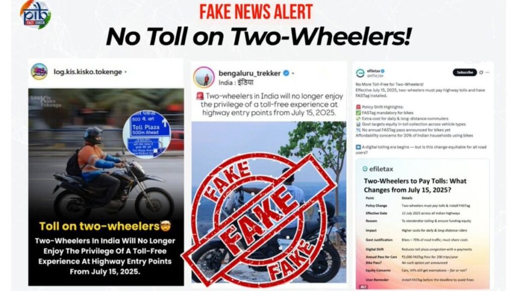 Toll charges for two-wheelers