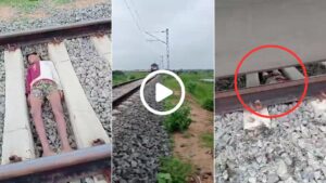 Dangerous railway stunt Odisha