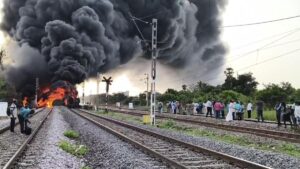 Goods train fire near Tiruvallur