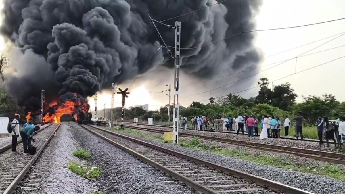 Goods train fire near Tiruvallur