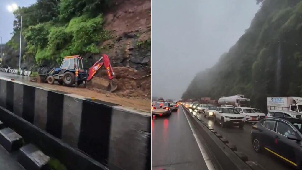Landslide on Mumbai-Pune Expressway; Mumbai Bound Lane Affected, Traffic Jams Reported 1 Pune-Mumbai Expressway landslide
