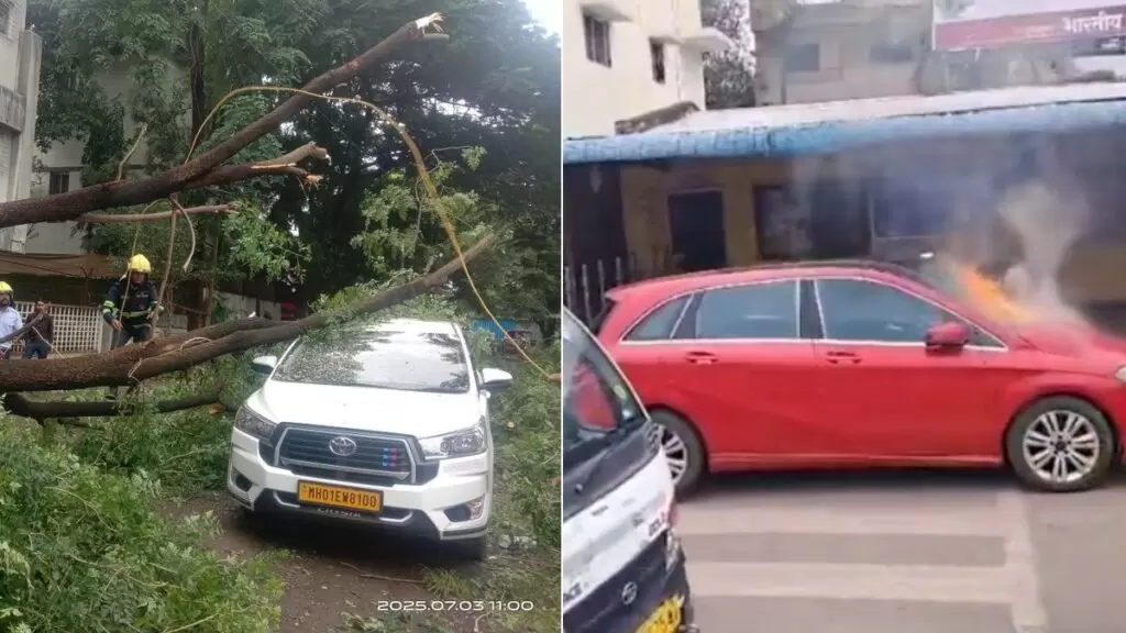 Pune car fire and tree fall incidents