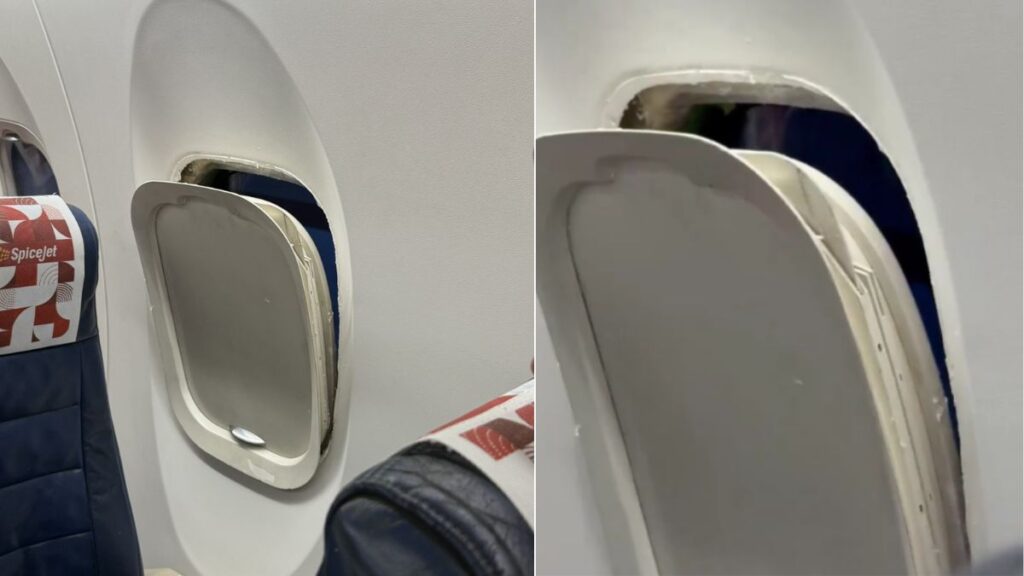 SpiceJet Goa-Pune Flight Window Frame Dislodges Mid-Air, Airline Assures Passenger Safety 1 SpiceJet flight window frame dislodged