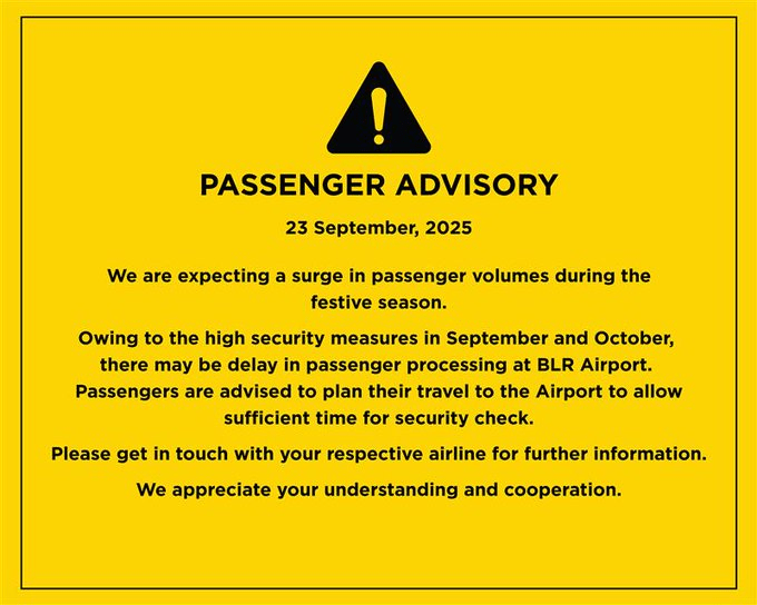 BLR Airport passenger advisory