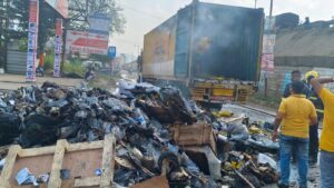 Container fire near Khed Shivapur