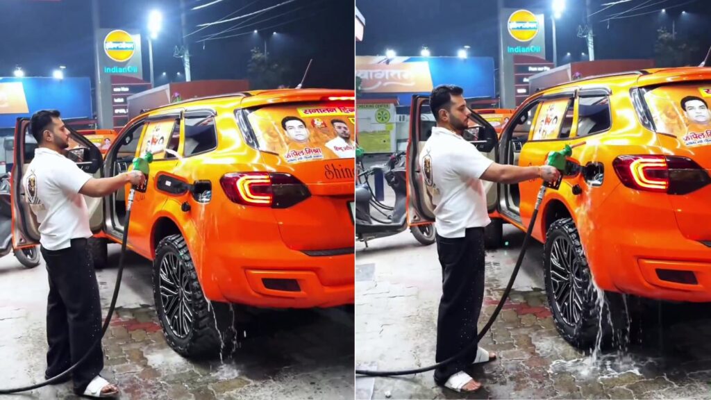 Man Washes Car with Petrol at Pump, Viral Video Sparks Safety Concerns