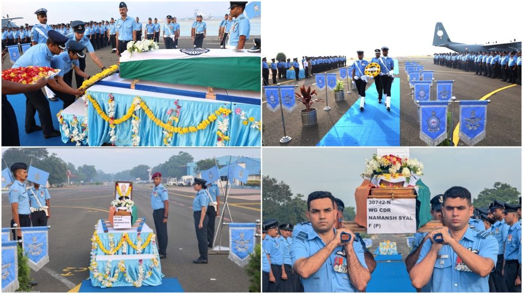 Mortal Remains of Wing Commander Namansh Syal Brought to India With Full Military Honours
