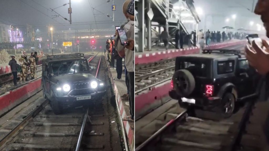 65-Year-Old Drives Mahindra Thar on Railway Tracks: Driver Arrested After Viral SUV Stunt