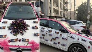 Pune Groom Decorates Wedding Car with Biscuits