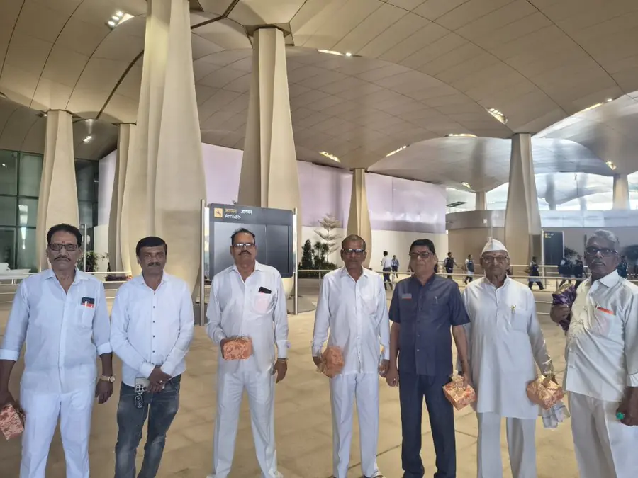 The villagers who gave their land for Navi Mumbai International Airport were felicitated, given gifts and a joy ride in Air India Aircraft for 40 minutes.