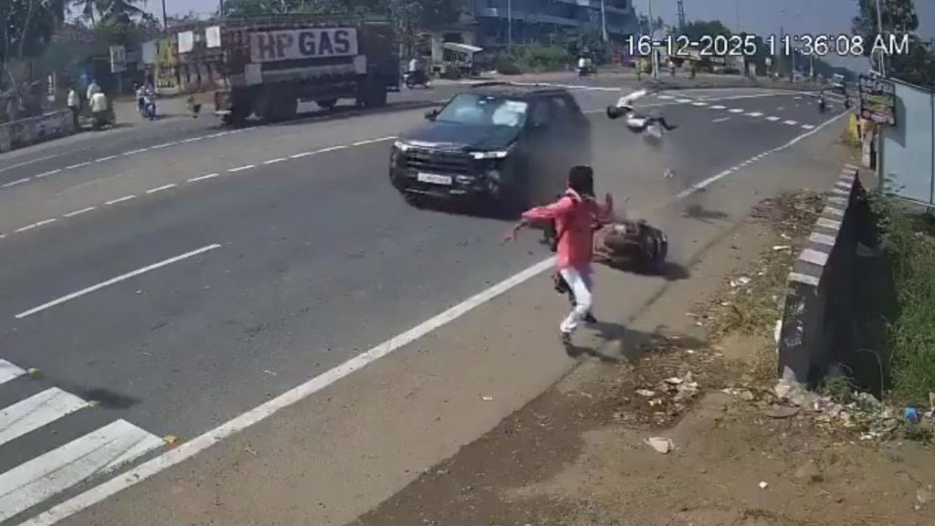 Speeding Car Collides With Scooter in Horrific Highway Crash; Viral Video Sparks Debate Over Fault