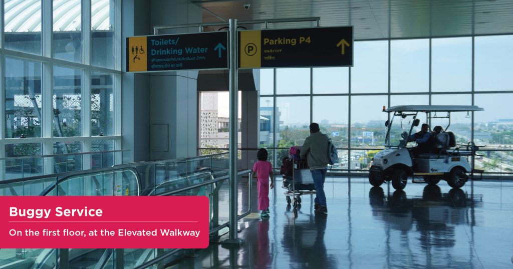 Buggy Service on the first floor elevated Walkway of Bengaluru Airport