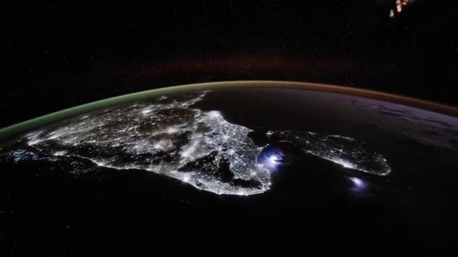 ISS Video Capturing Lightening Over the Gulf of Munnar