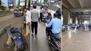 Two-Wheelers Skid Near Pune RTO Chowk