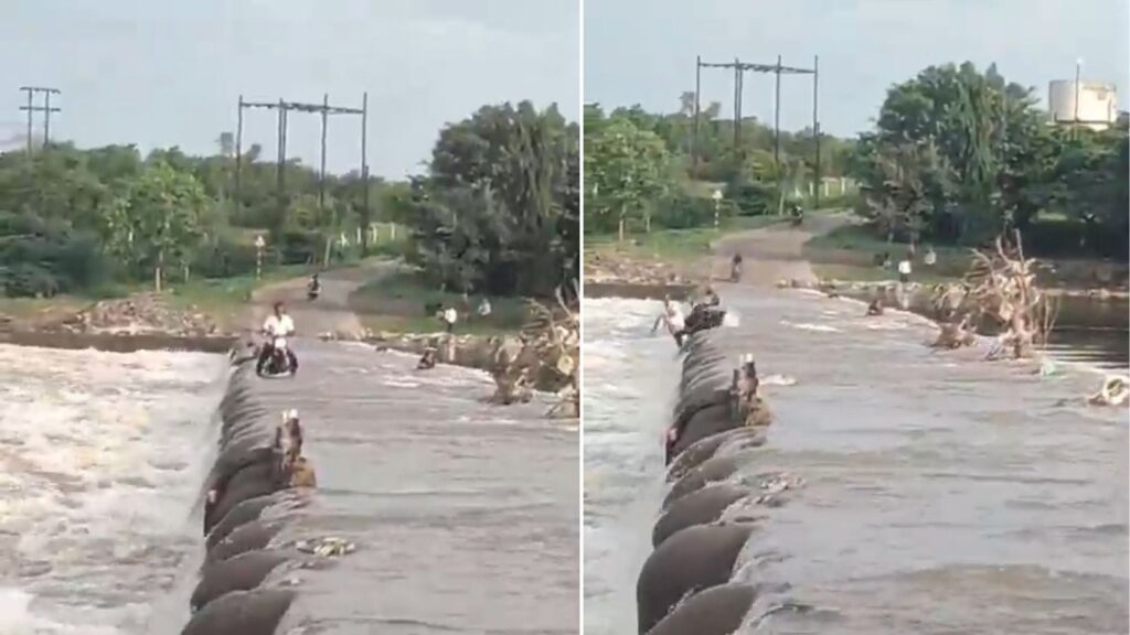 man was swept away with his motorcycle